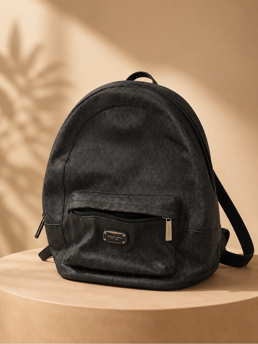 Michael Kors Signature Backpack Black MK Monogram Travel School Laptop Bag